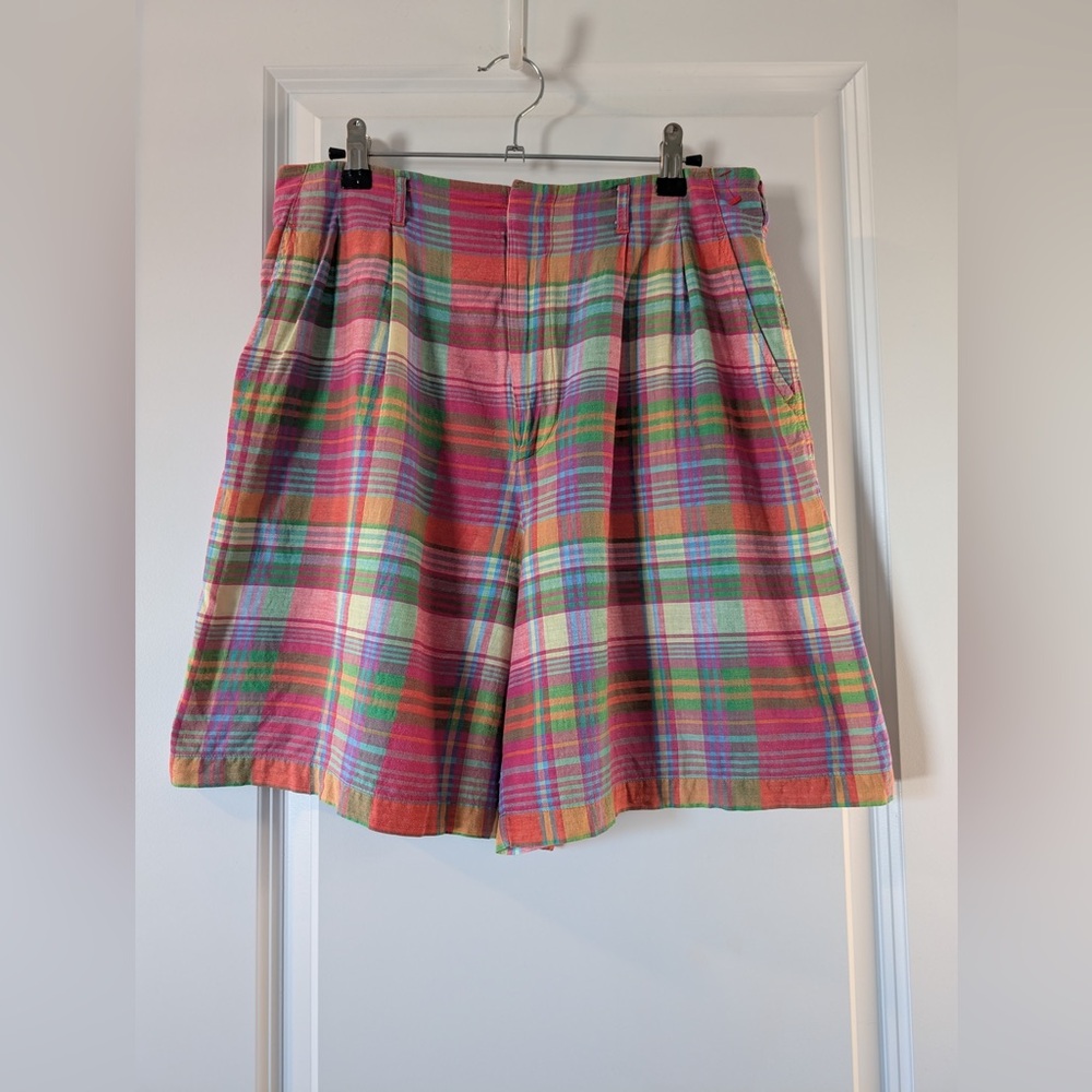 Ralph Lauren Multicolor Plaid Cotton Shorts - Pink, Green, Blue
